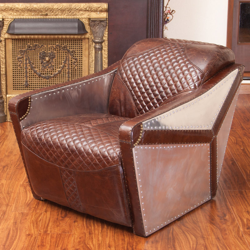 Home Loft Concepts Moore Leather And Metal Armchair & Reviews Wayfair